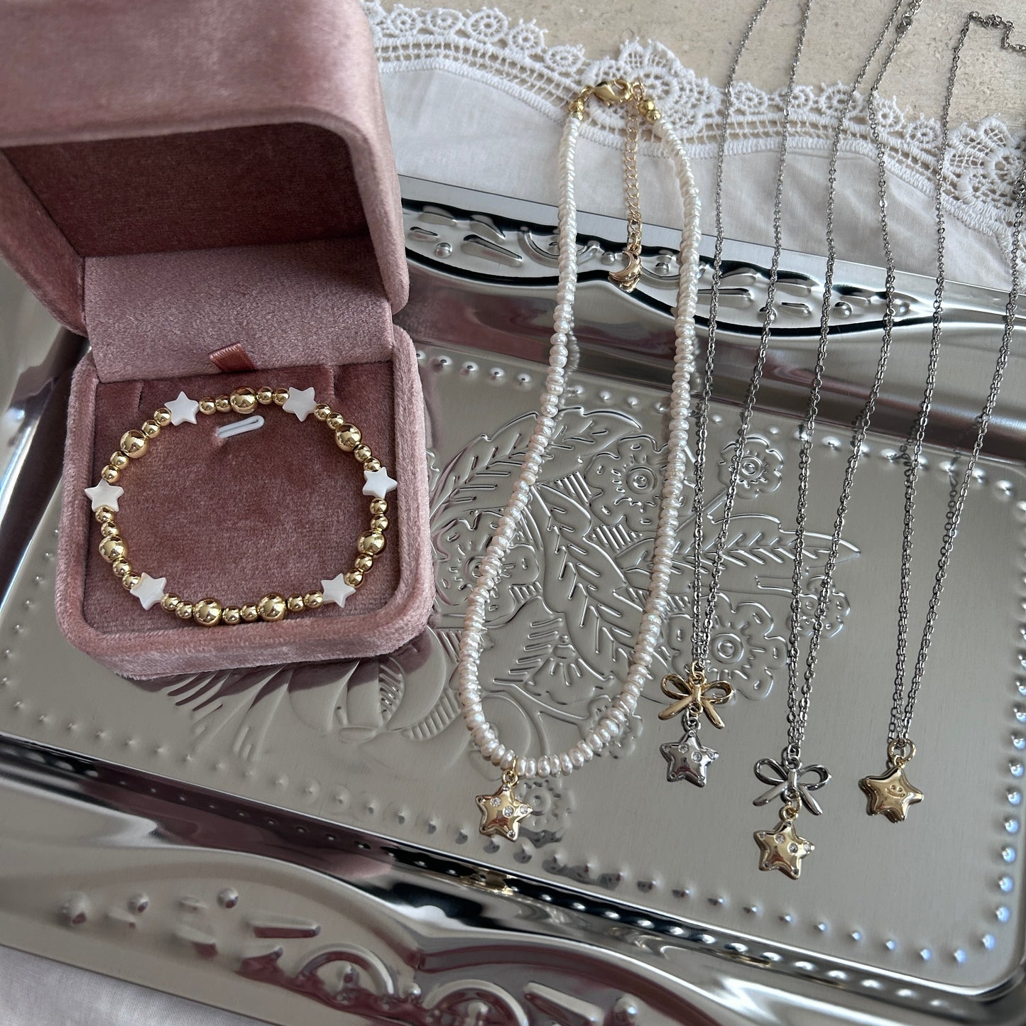 Silver Twinkle Pearl Necklace