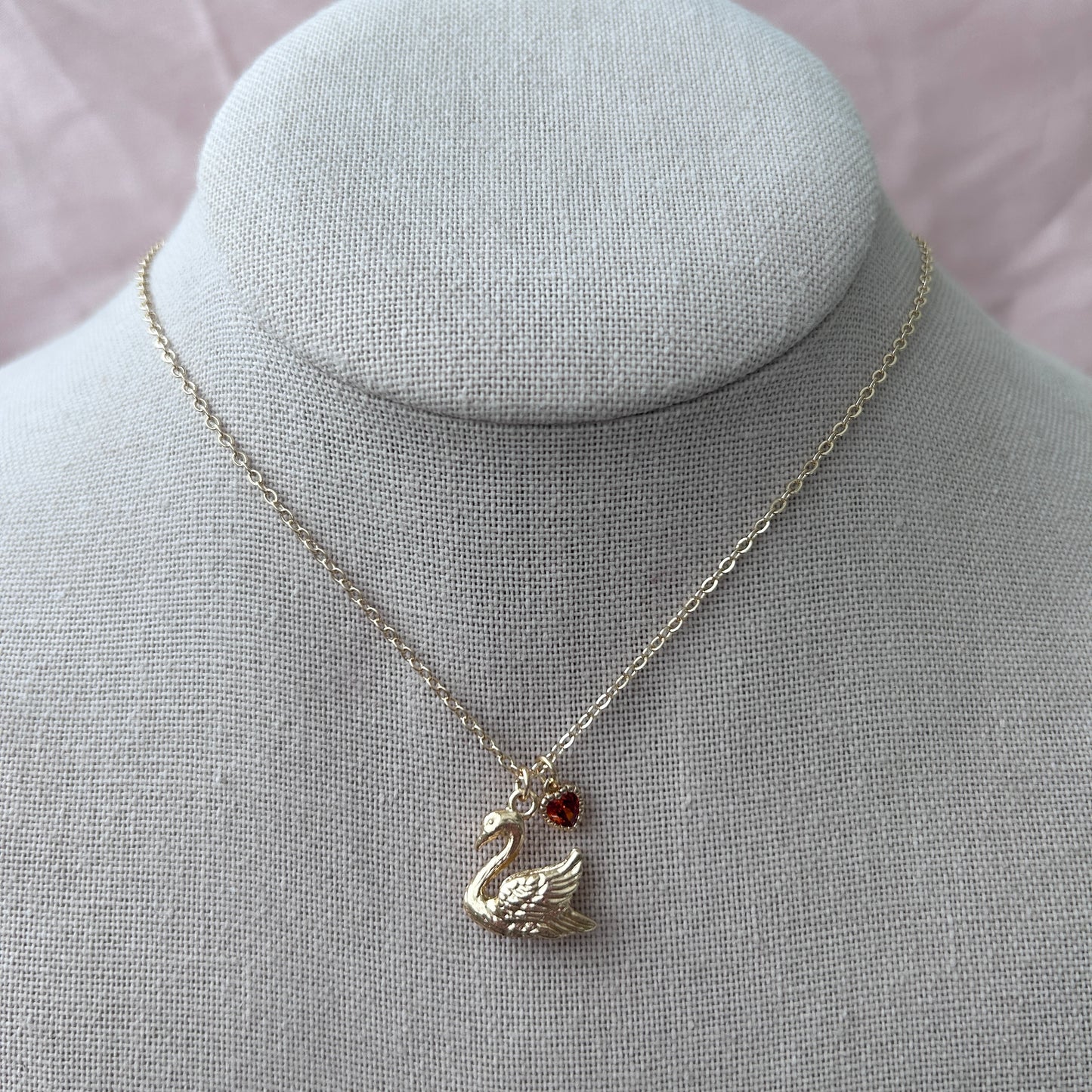 Swan Love Red Necklace