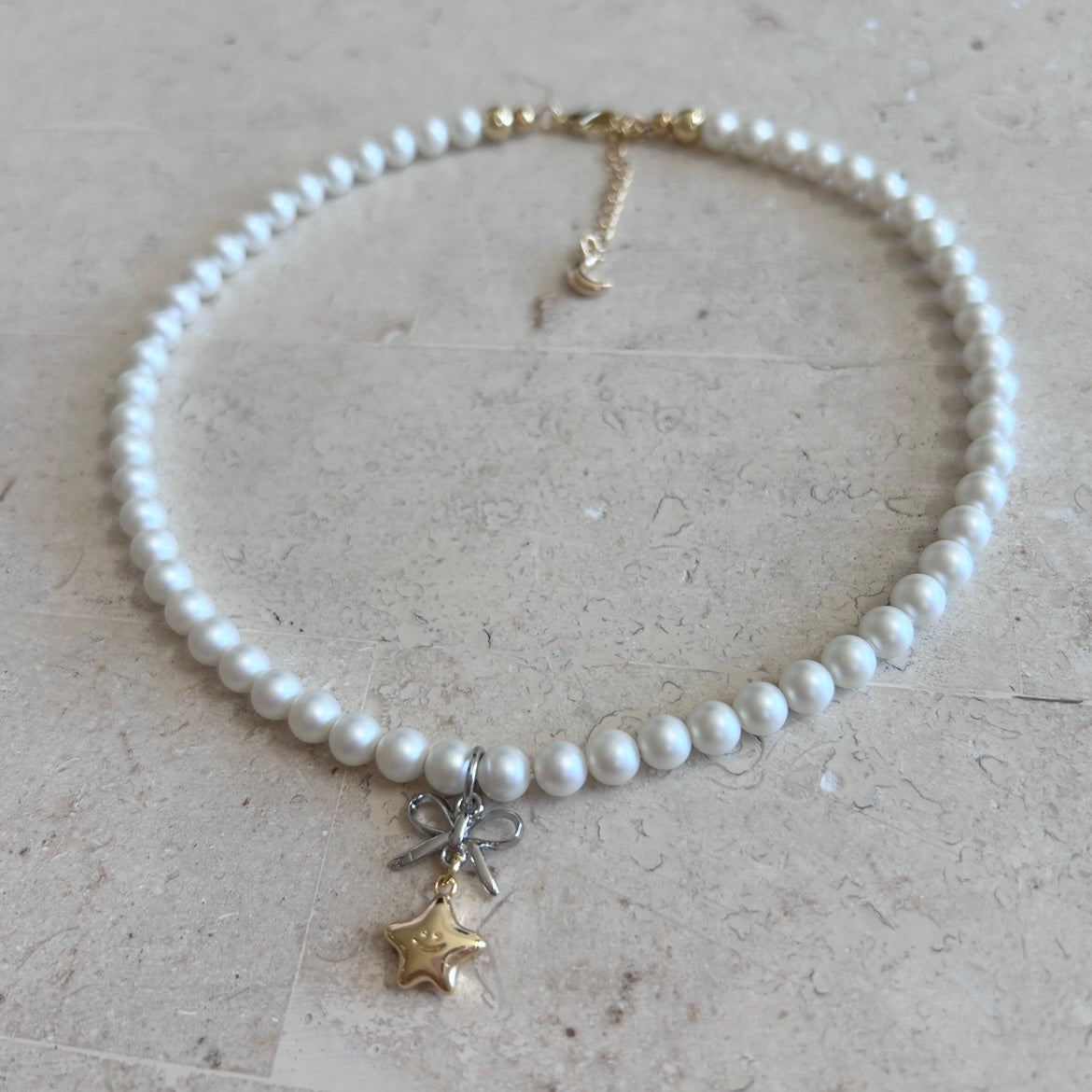 Gold Pearl Twinkle Necklace