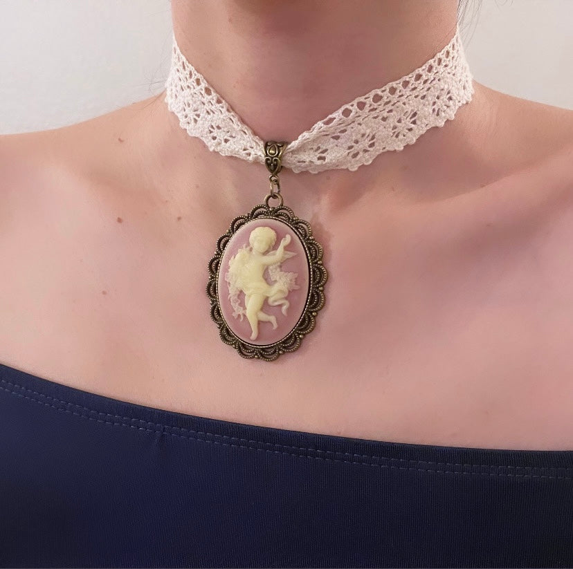 Angel Cameo Lace Choker