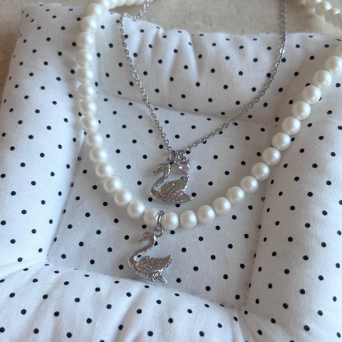 Silver Swan Love Necklace