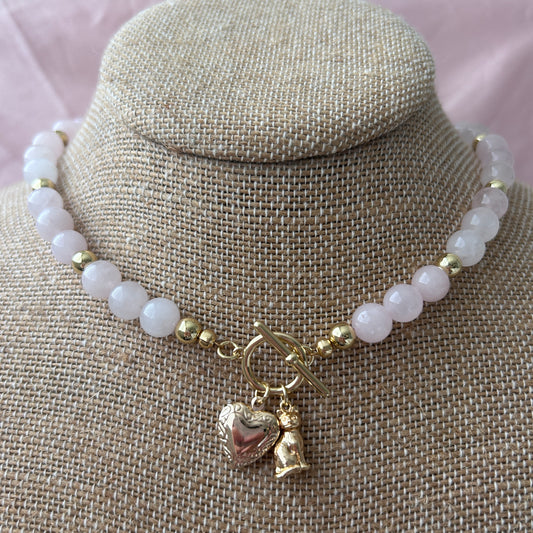 Rose Cat Locket Necklace