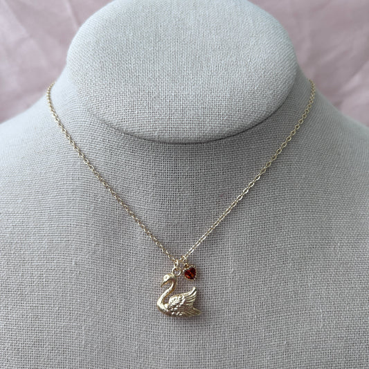 Swan Love Red Necklace