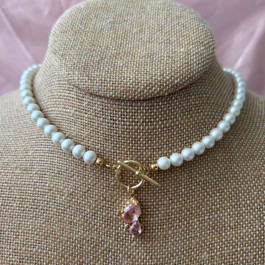 Crystal Rose Kitty Necklace