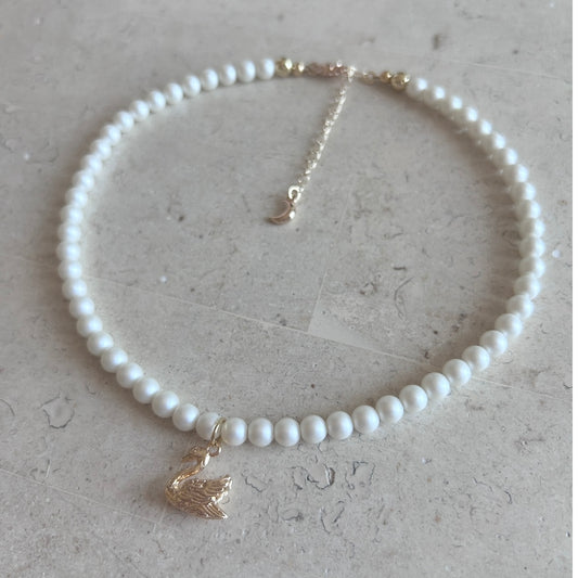 Moonlit Gold Swan Necklace