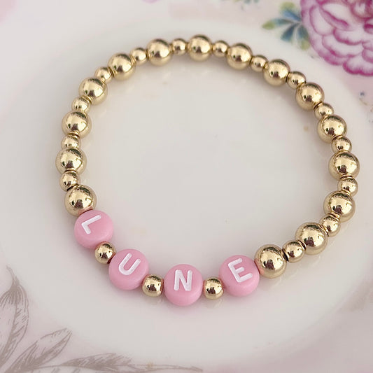Pink & Gold Custom Name Bracelet