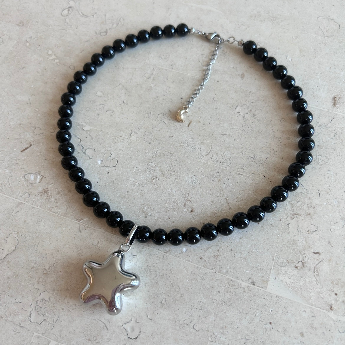 Silver Starlit Onyx Necklace