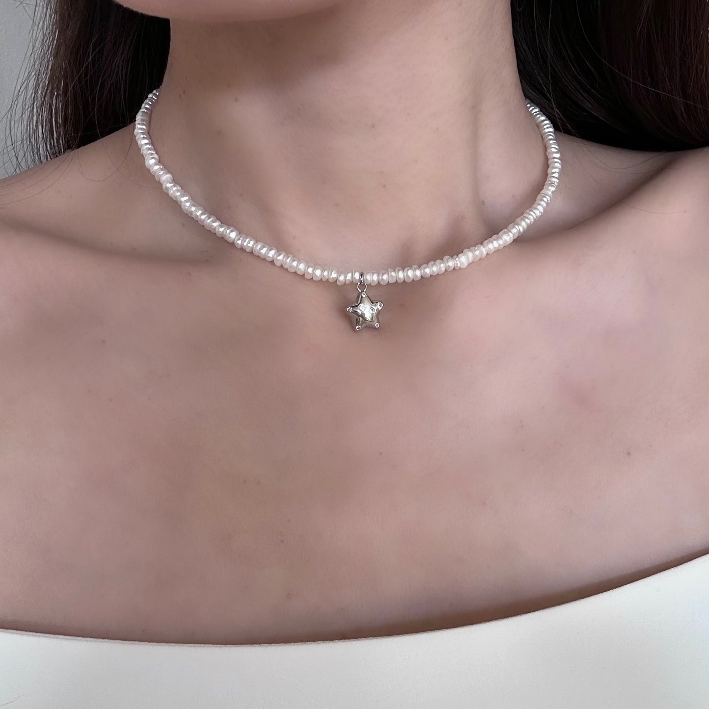 Silver Twinkle Pearl Necklace