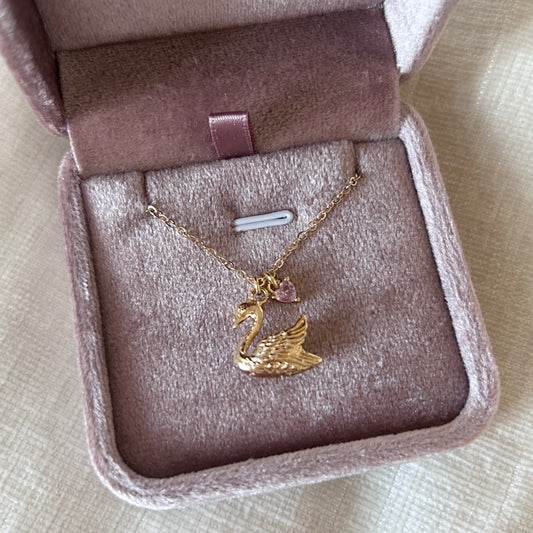 Gold Swan Love Necklace