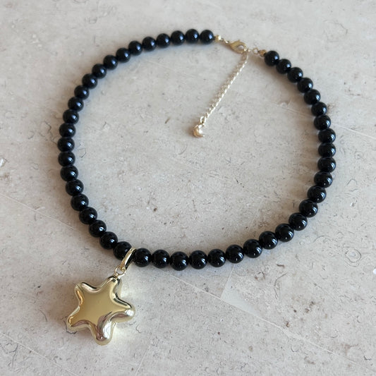 Gold Starlit Onyx Necklace