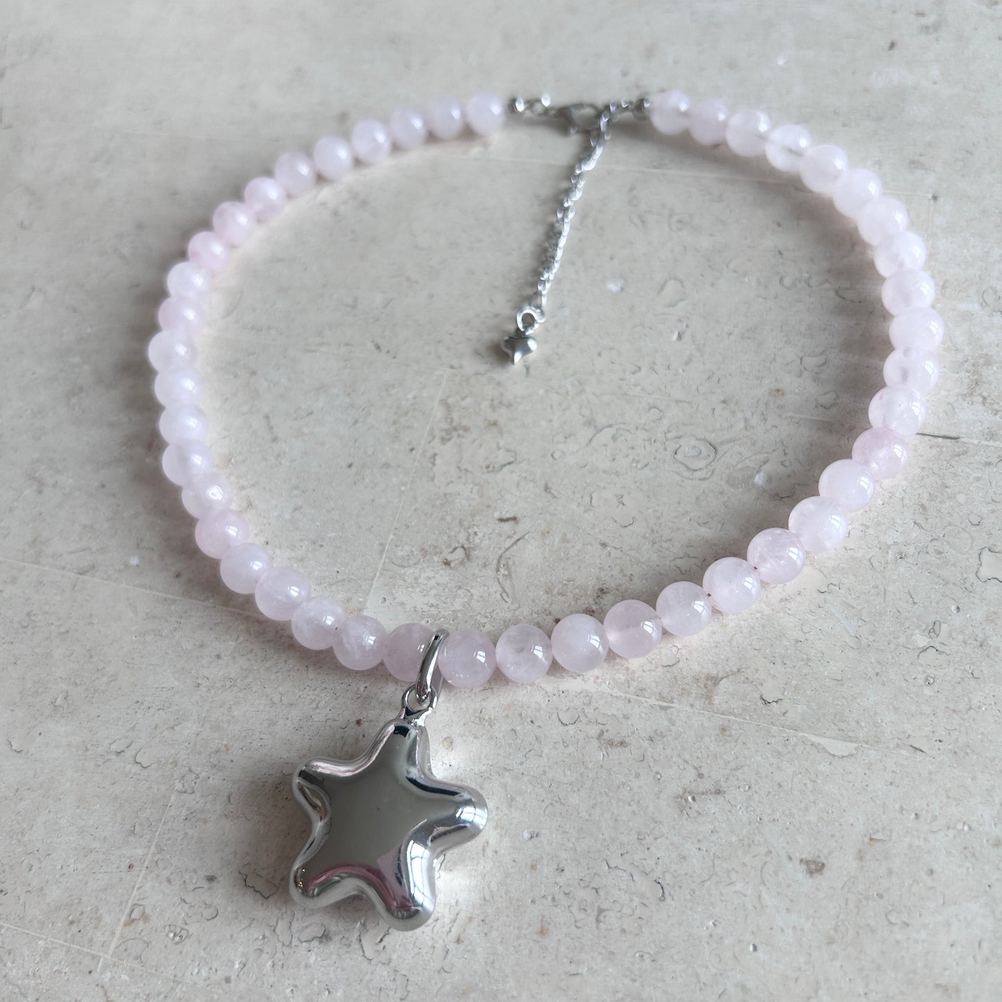 Silver Starlit Rose Necklace