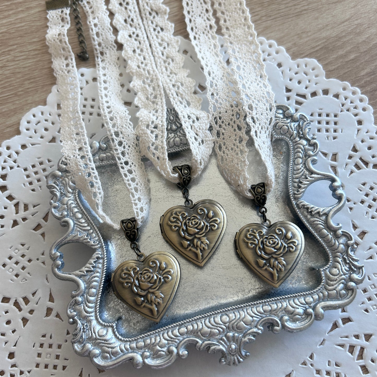 Heart Locket Lace Choker