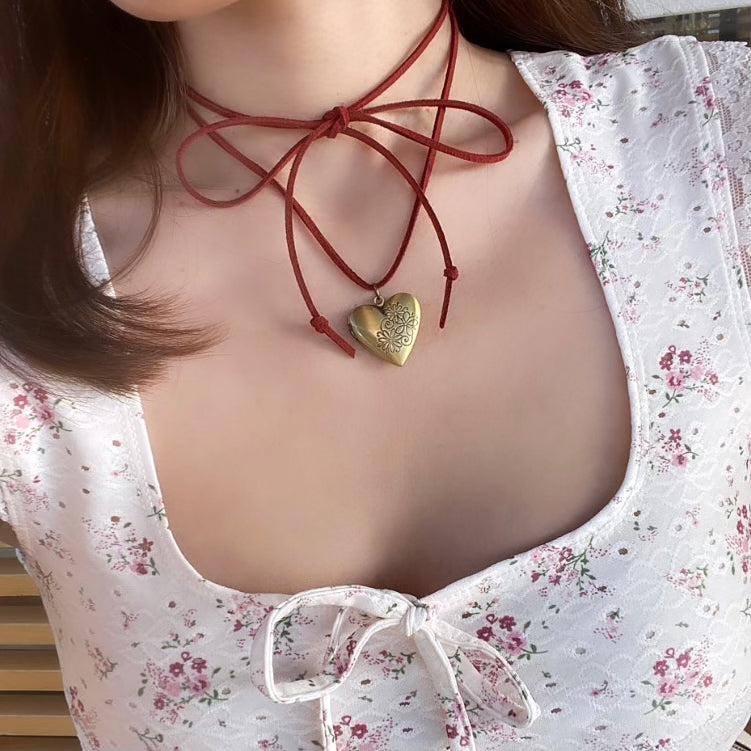 Rouge Memoir Locket Cord Wrap Necklace